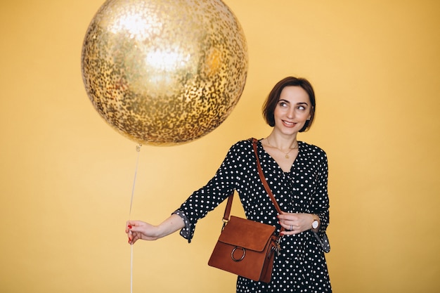 Woman happy with balloon