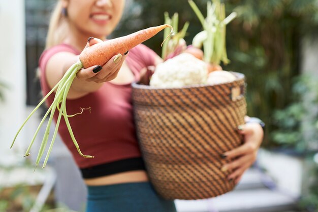 Woman harvesting crops