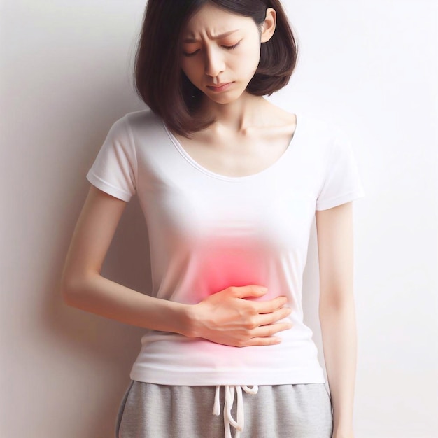 woman has stomach pain