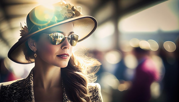 Woman in hat at ascot racecourse