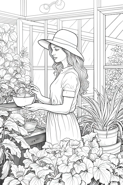 a woman in a hat is holding a bowl of vegetables.