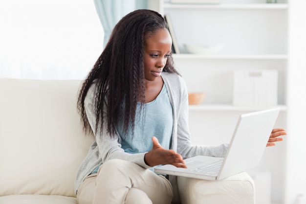 Woman having computer problems