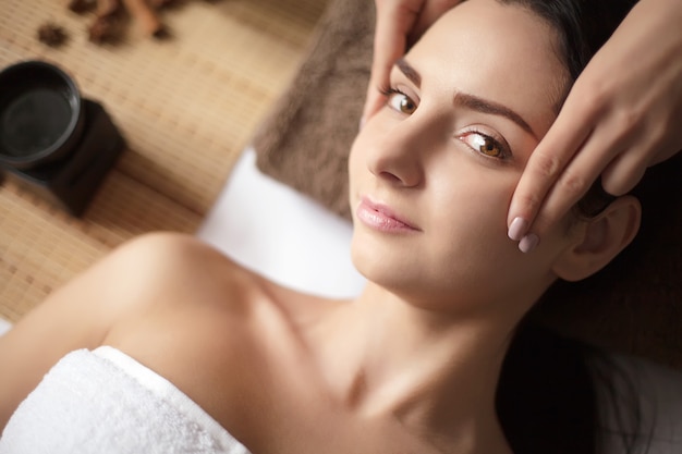 Woman having a massage in a spa