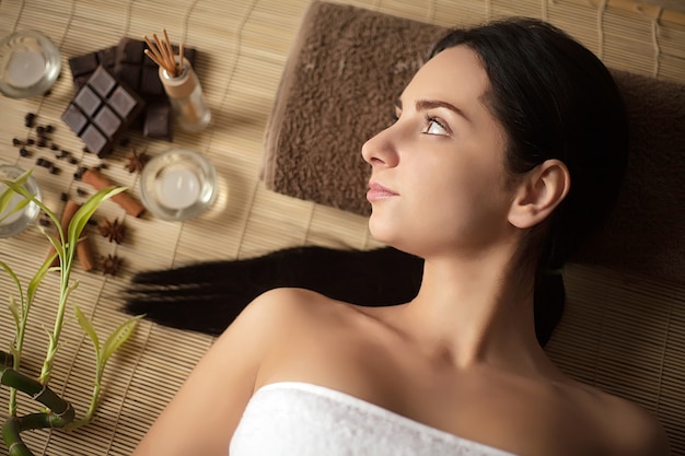 Woman having a massage in a spa