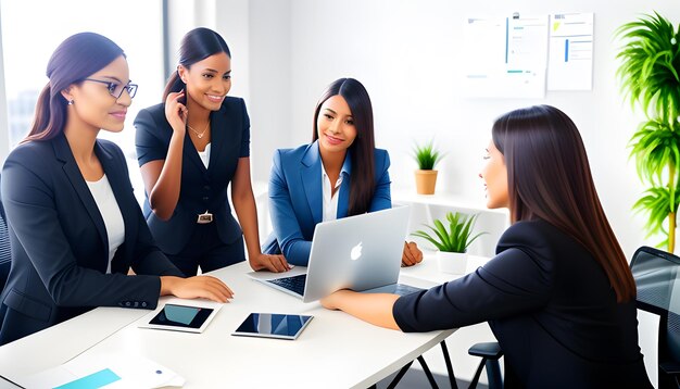 Woman having an online business meeting in an office