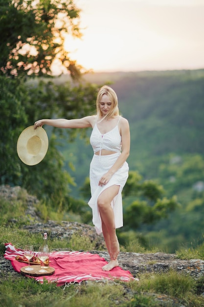 woman having picnic