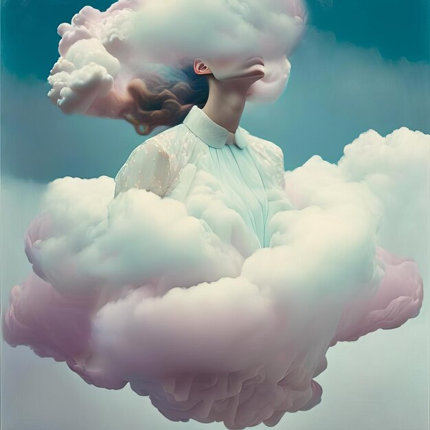 Woman head in cloud AI generated