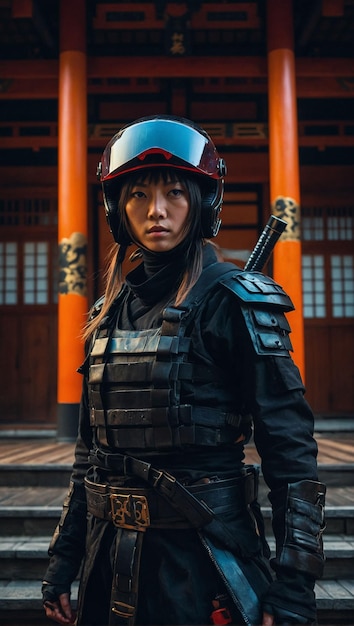 An woman in a helmet swat