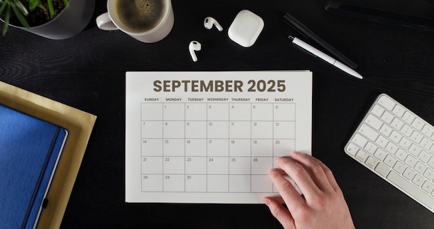 The woman highlights the date in the calendar
