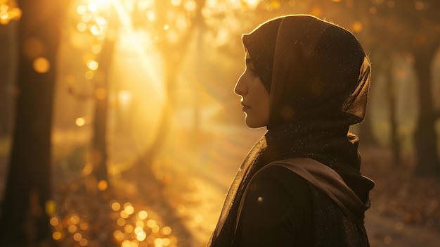 A woman in a hijab standing in the sun