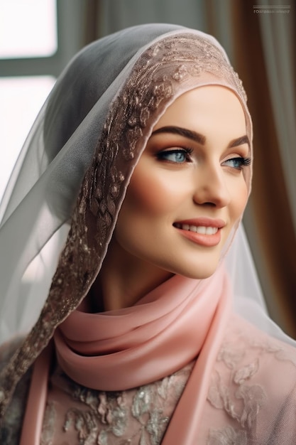 A woman in a hijab with a pink scarf