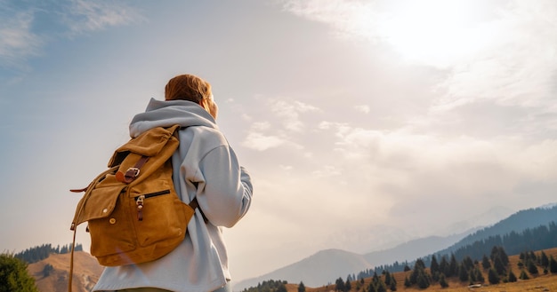 Woman hiker in the mountains