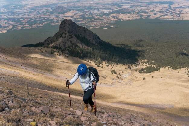 Woman hiking in mountains in mexico