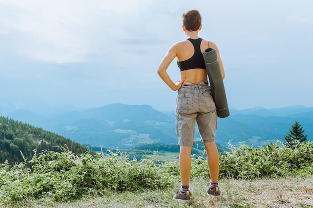 woman hiking in mountains