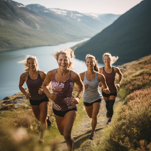 Photo a woman hiking in the mountains