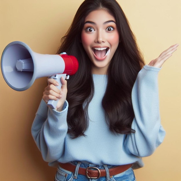 woman hold in hand megaphone