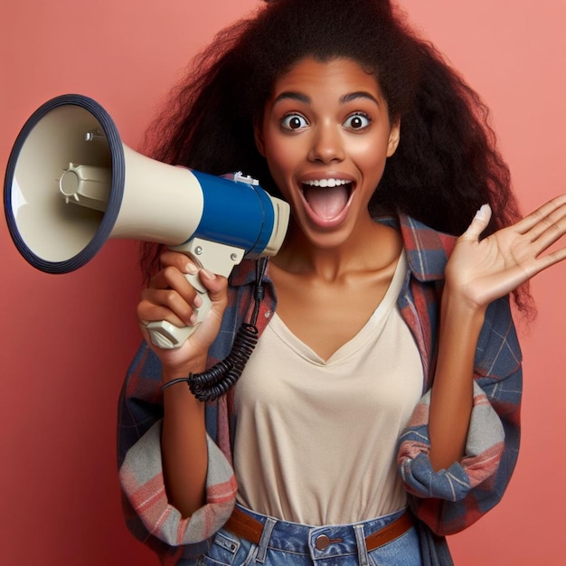 woman hold in hand megaphone