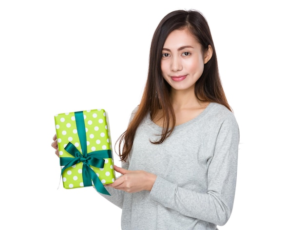 Woman hold with present box