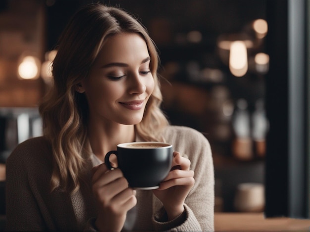 Фото Женщина с чашечкой кофе в руках