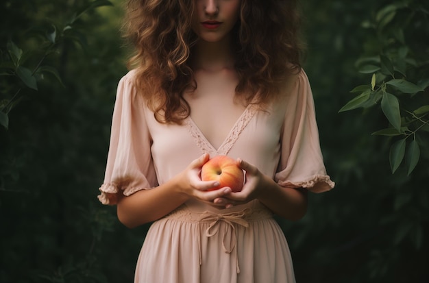 Woman holding apple in hands