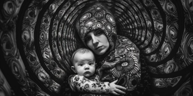 Генерация изображения женщины с ребенком на руках