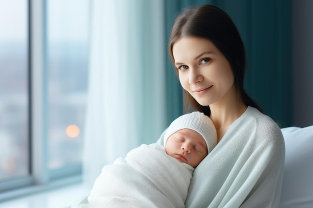 Woman Holding Baby Wrapped in Blanket