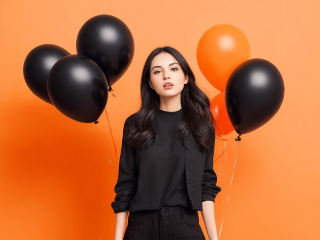 Woman holding balloons