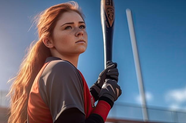 A woman holding a baseball bat