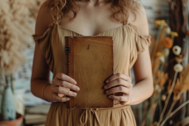 Woman Holding a Book in Her Hands