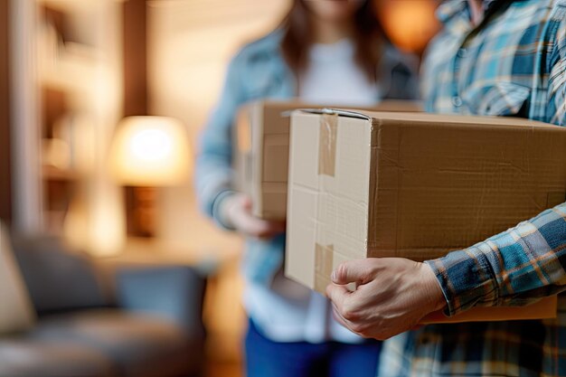 Photo a woman holding a box that says  the box  on it