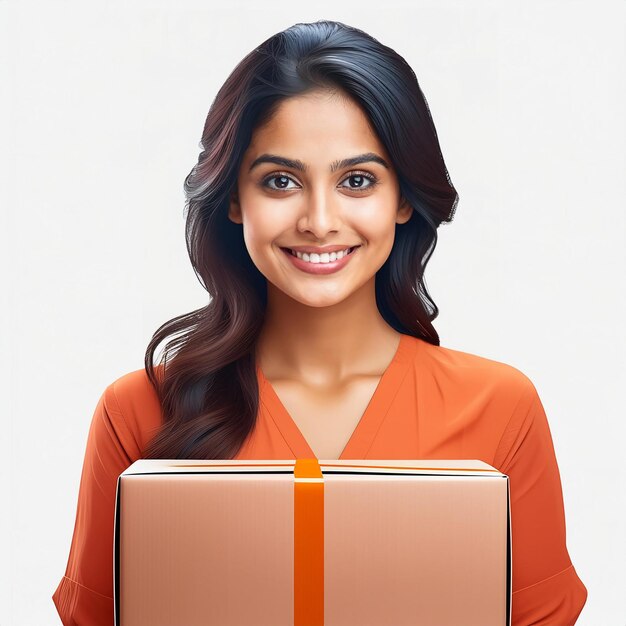 Photo woman holding a box