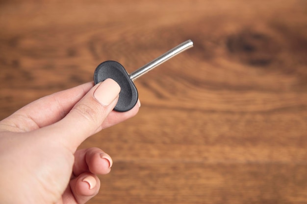 Woman holding broken key