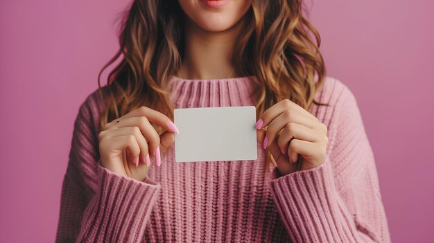 Photo a woman holding a business card