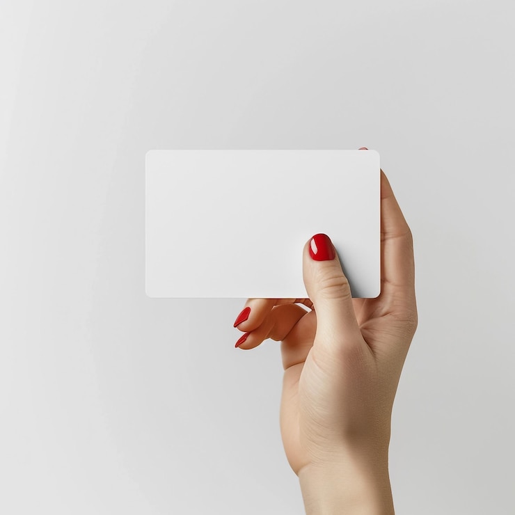 Photo a woman holding a card that says quot card quot on it