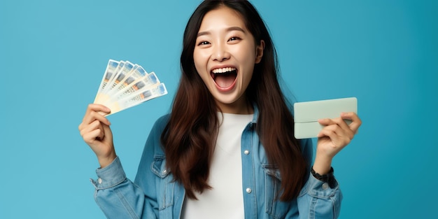 a woman holding a card that says " yay ".