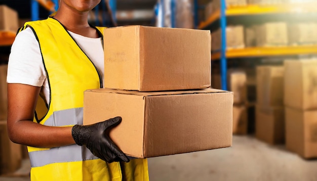 woman holding a cardboard box at the wirehouse