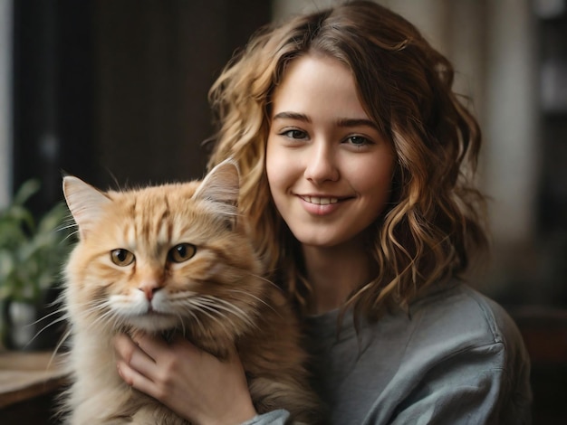 a woman holding a cat and a bottle of wine