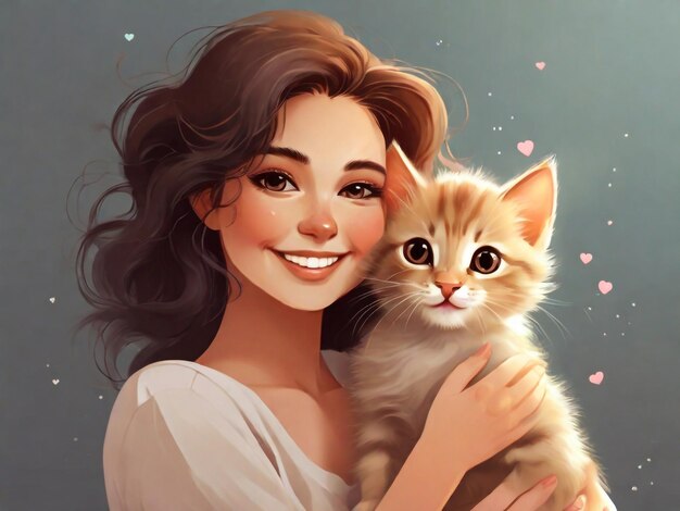 женщина с кошкой и цветочным фоном со словами " она держит его "