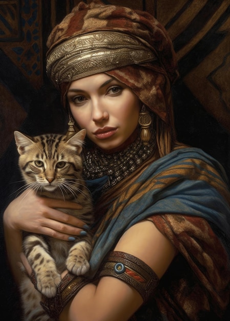 Женщина держит на руках кошку.