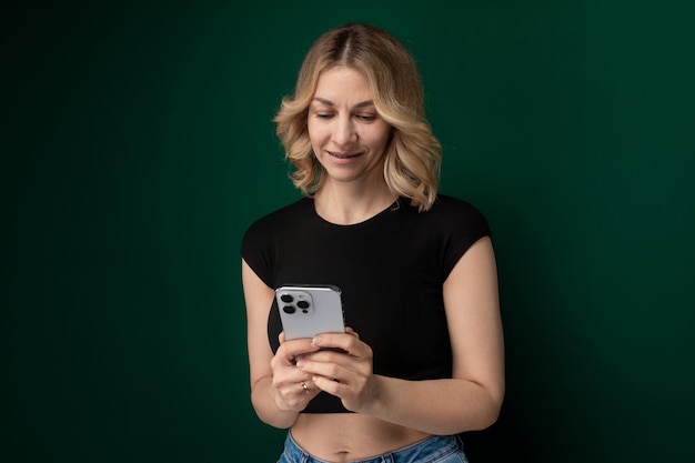 Woman holding cell phone