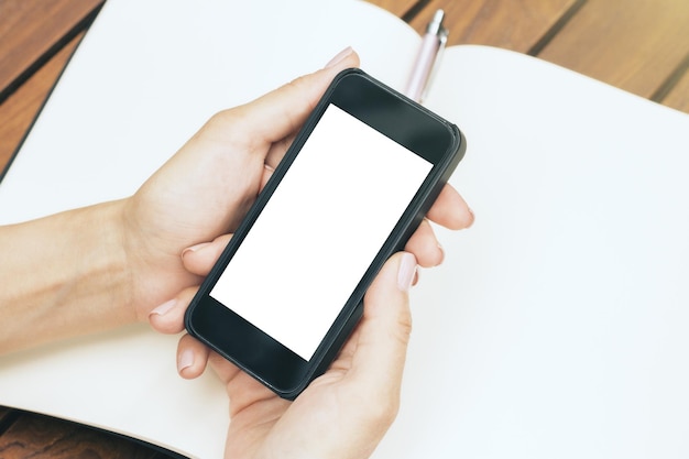 Woman holding cellphone