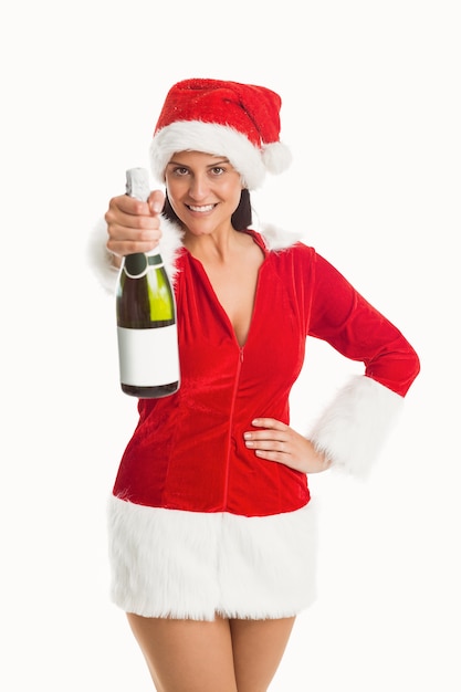 Woman holding a champagne bottle