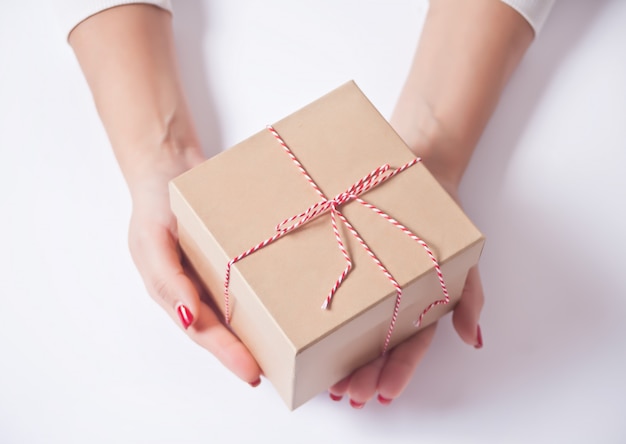 Woman holding a Christmas gift box