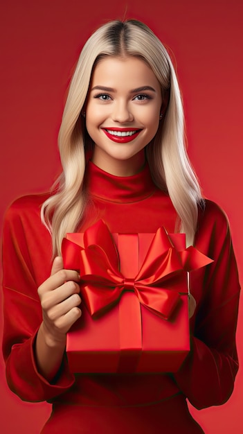 Woman holding a Christmas giftbox