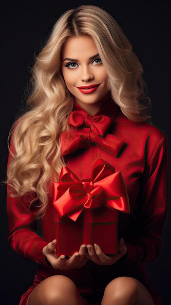 Woman holding a Christmas giftbox