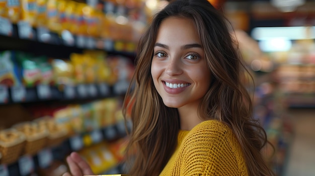 Woman Holding Coffee Cup in Store Generative AI