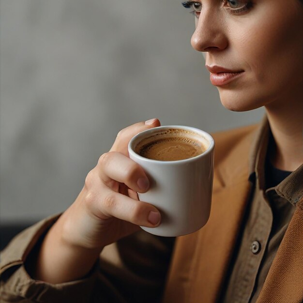 Photo a woman holding a cup of coffee with a woman holding a cup of coffee