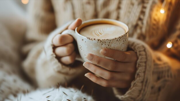 Woman holding cup of coffee in