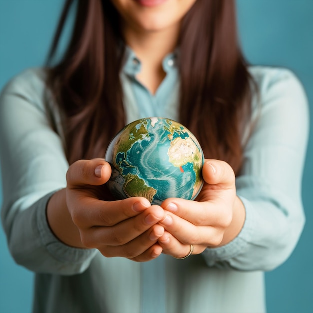 Woman holding earth in hand