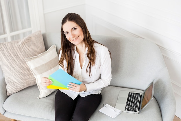 Woman holding the envelopes